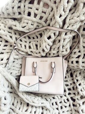 Michael Kors Baby Pink Leather Satchel with Matching Card Wallet